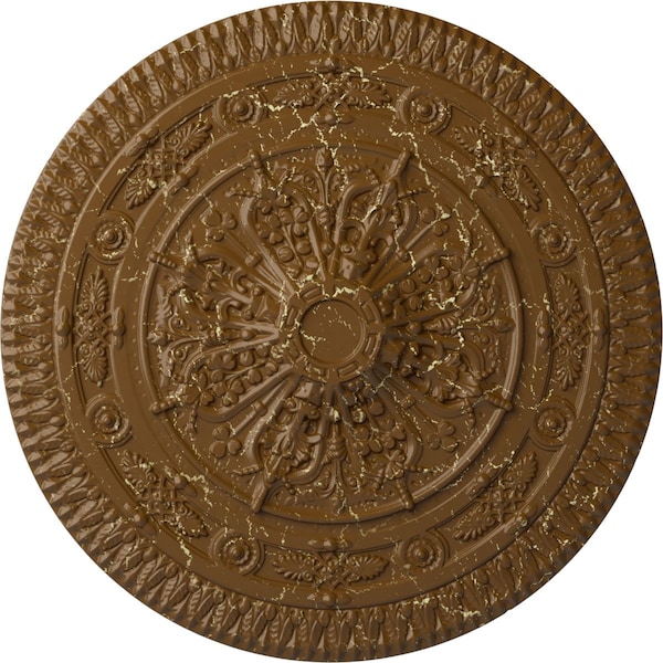 Ekena Millwork Naple Ceiling Medallion (Fits Canopies up to 3 3/8"), 37 1/2"OD x 3 3/8"P, Smokey Topaz Crackle CM37NASTC - main
